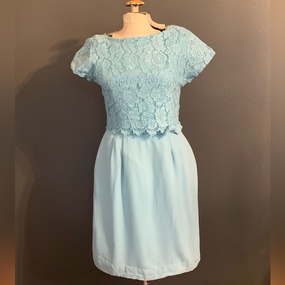 Vintage 50’s/60’s Carol Brent Light Blue Lace Dress